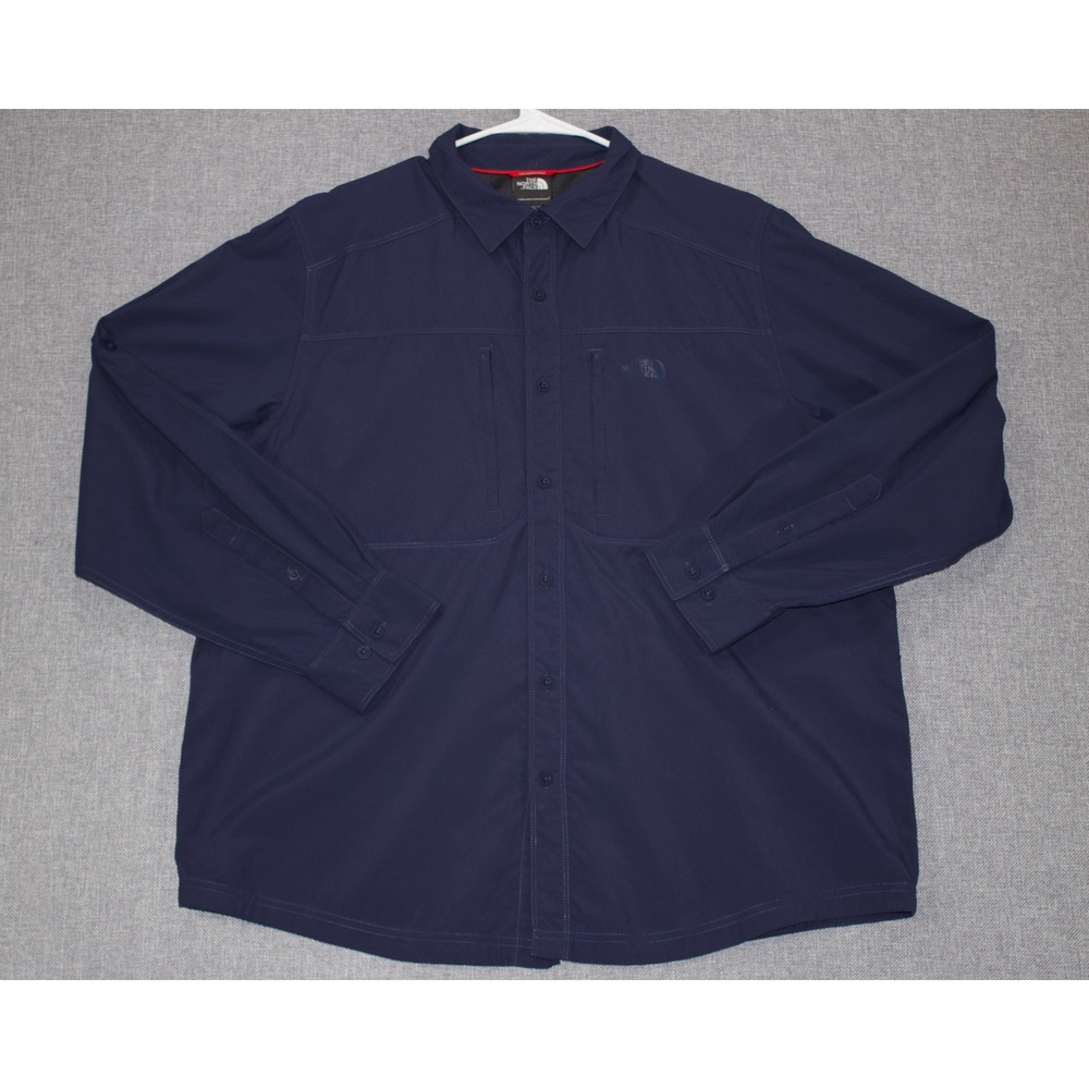 The North Face Shirt Men XL Navy Blue Long Sleeve Vented Hiking Button Down